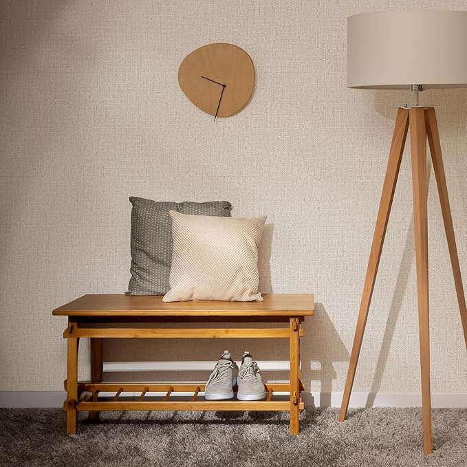Beige Wallpaper Peel and Stick 472" Textured Beige Grasscloth Contact Paper