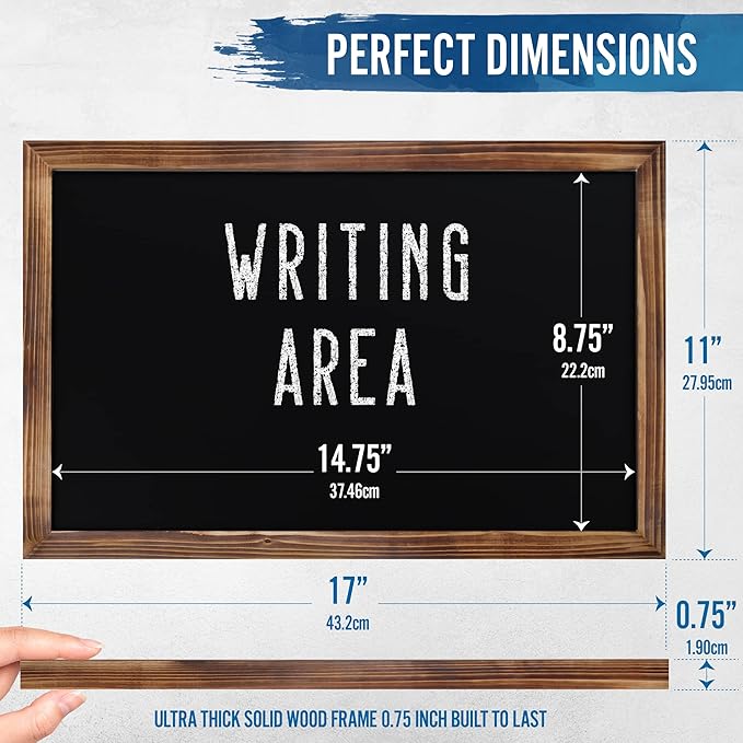 HBCY Creations 11" X 17" Torched Brown Solid Wood Frame Wall Chalkboard