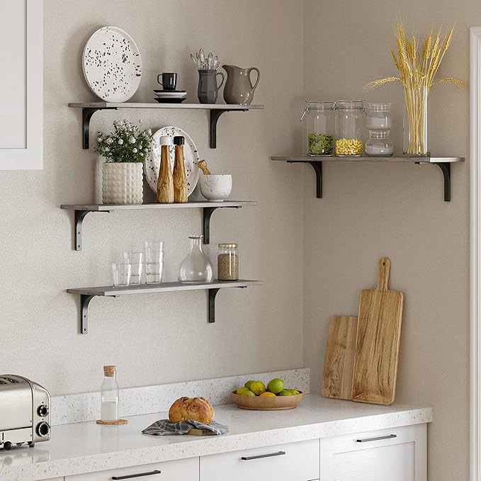 DINZI LVJ Long Wall Shelves, 31.5 Inch Wall Mounted Shelves Set of 2,