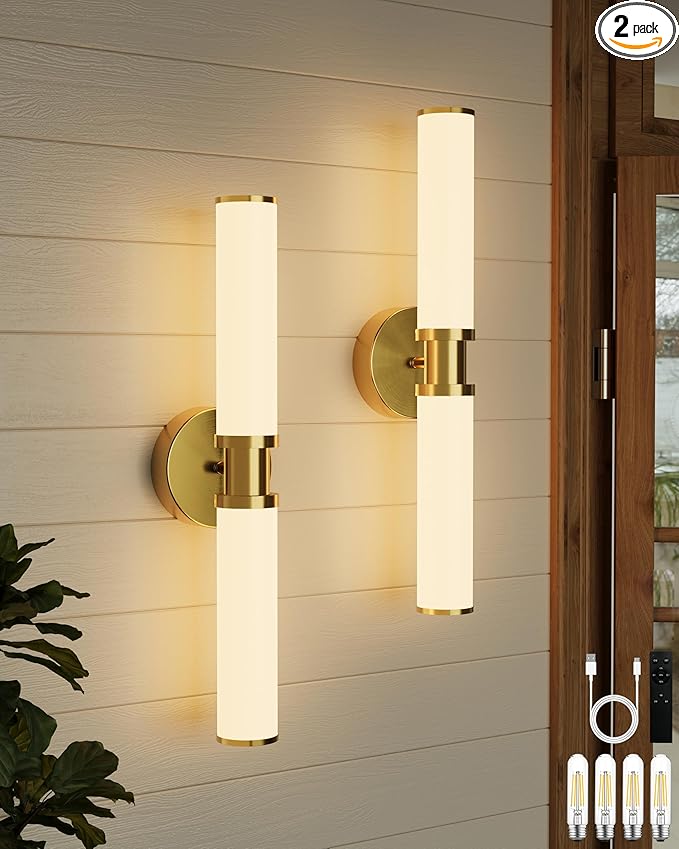 Rayogale Battery Operated Wall Sconce Set of 2, Modern Rechargeable Wall Lights