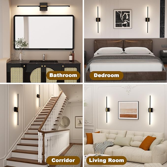 31.5 Inch Battery Operated Wall Sconce Set of Two, 8000mAh USB Rechargeable