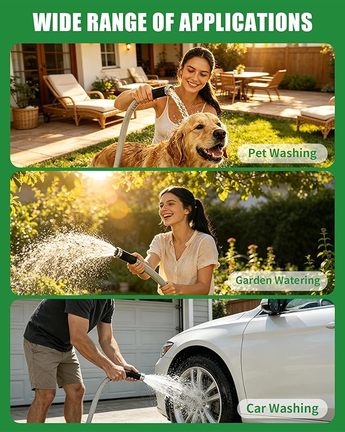 Garden Hose 50ft, Ultra-Light & Flexible Water Hose, Durable, All-Weather, Made of TPU-Drinking Water Safe, Easy to Store & Coil, Kink-Free, Camping, Car Wash, Yard, Garden and Home, Gray