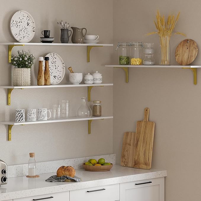 DINZI LVJ Long Wall Shelves, 47.3" Wall Mounted Shelves Set of 4, Large