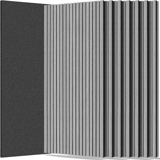 RITOLLO 8 Packs Acoustic Panel 47.2"×23.6" Sound Absorbing Slat Wall Panels
