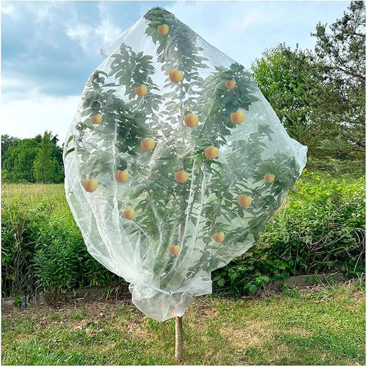 4Pcs Insect Bird Barrier Mesh, 7.9 x 5.9 FT Garden Netting Barrier, Bird Netting, Netting for Plant with Drawstring, Tomato Protective Cover