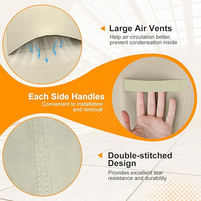 Outdoor Swivel Lounge Chair Covers Waterproof Outdoor Furniture Cover, Heavy Duty Oxford Cloth Patio Chair Covers for Swivel Lounge Chairs Beige & Brown 30W x 34D x 38.5H Inches (2 Pack)