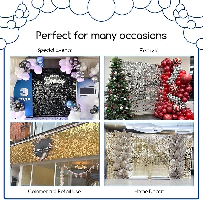 COKAOBE Mirror White Shimmer Wall Backdrop, Photo Backdrops