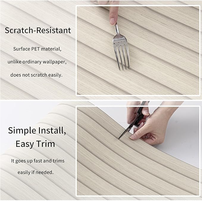 Haimin Wood Grain Slat Wall Panels Peel and Stick Faux Wood Thick Wallpaper