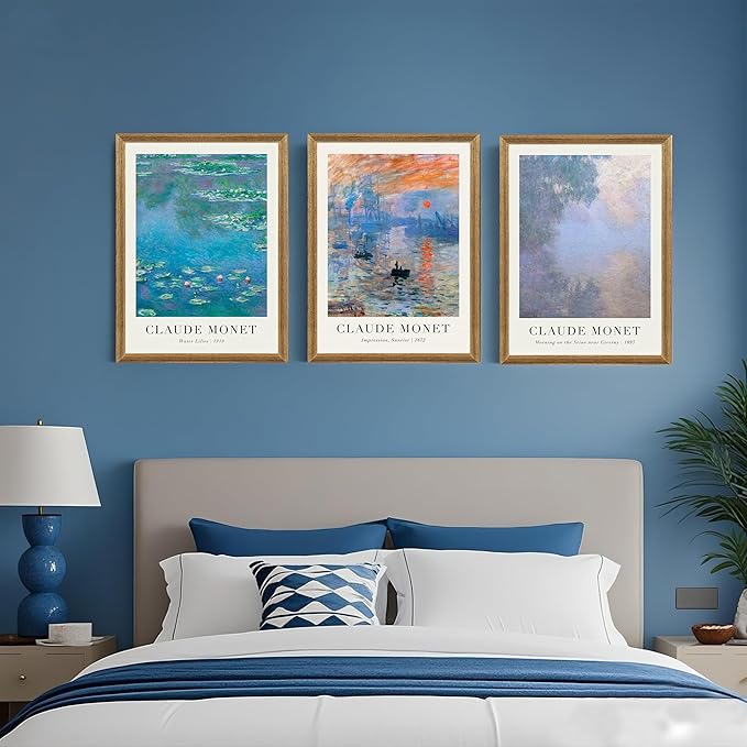 SYWENNOI Wood Framed Wall Art, Claude Monet Famous Paintings Collection