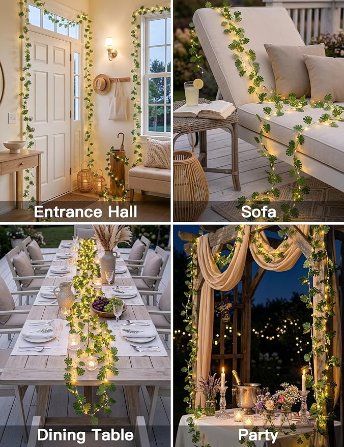 suddus Vines with Fairy Lights Battery & USB Powered Operated, 33ft 100 LED