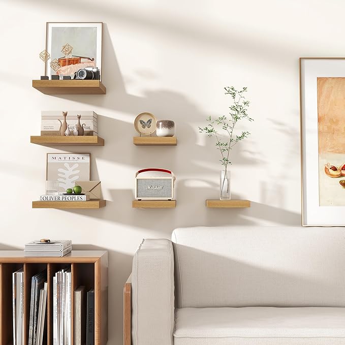 Square Floating Shelves for Wall 8"W x 8"D x 1.2"H, Small Engineered Wood Wall