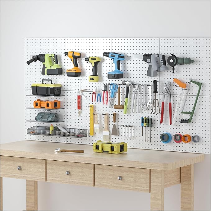 Peg Board, 16”×16”Large Heavy Duty Metal Pegboard Panels