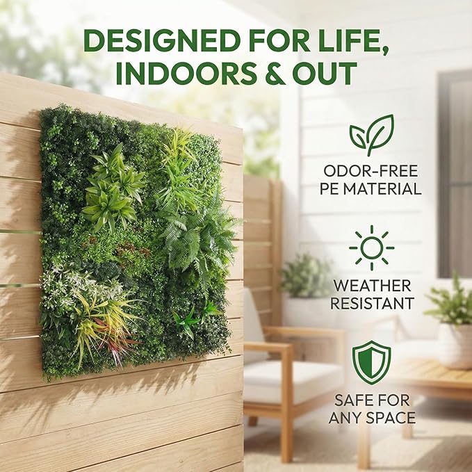 Artificial Plant Wall Panels, Faux Grass Ivy Privacy Screen Fence, Grass Wall