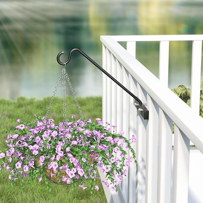 12-Inch Deck Bird Feeder Hanger for Railing, Outdoor Decor Plant Hanger, Balcony Railing Hook - 22LB Capacity - for Hanging Plants, Bird Feeders, Lanterns, Wind Chimes