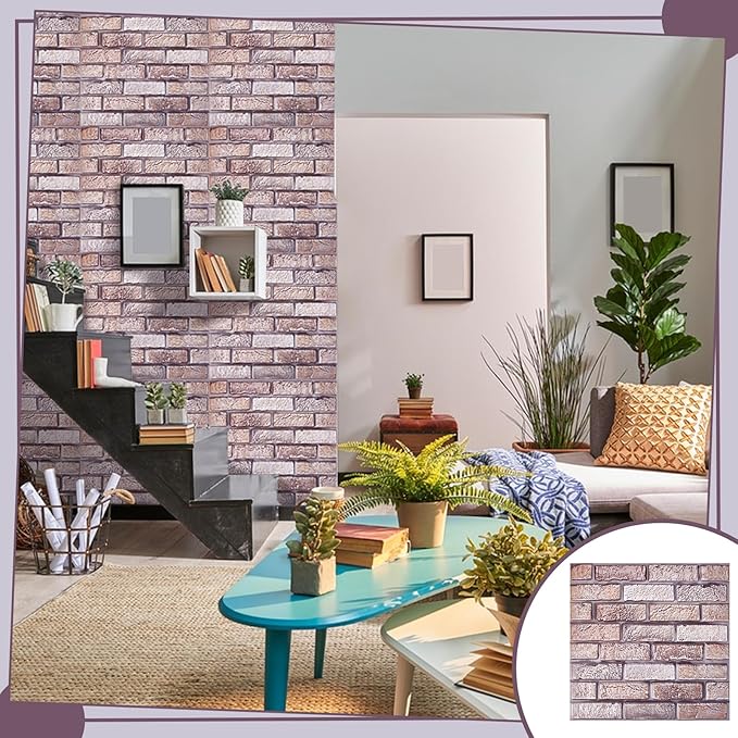 12PCS 3D Wall Panels Peel and Stick Foam Faux Brick Wall Panels, Self-Adhesive