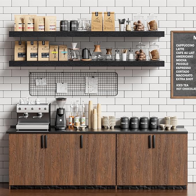 Heimlove Floating Shelves for Wall 48 Inches Long, 9.3" Deep Black Floating