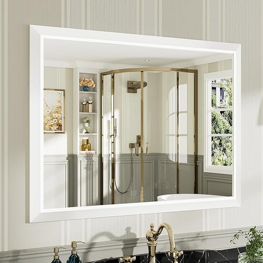 40x30 Inch White Bathroom Mirror