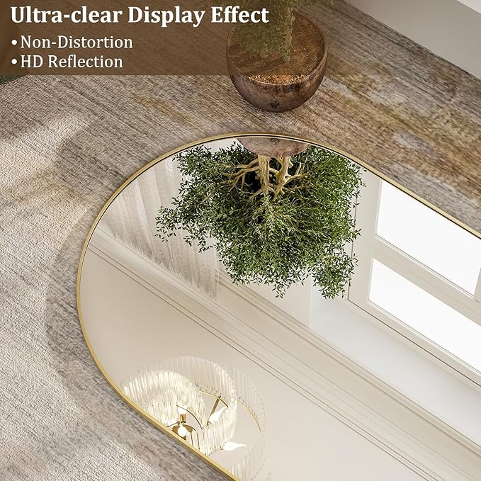HARRITPURE 71"x30" Arched Full Length Mirror Free Standing Leaning Hanging