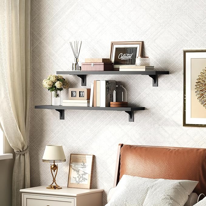 HOOBRO Floating Shelves for Wall, 23.6" Wall Mounted Shelves Set of 2, Hanging