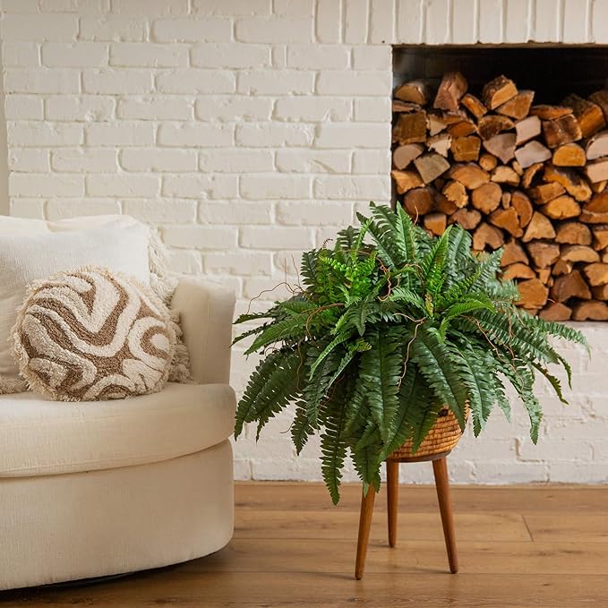 Nearly Natural 40in Hanging Artificial Boston Fern Plant Set of 2