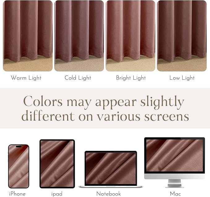 NICETOWN Pink Velvet Curtains 120 inches