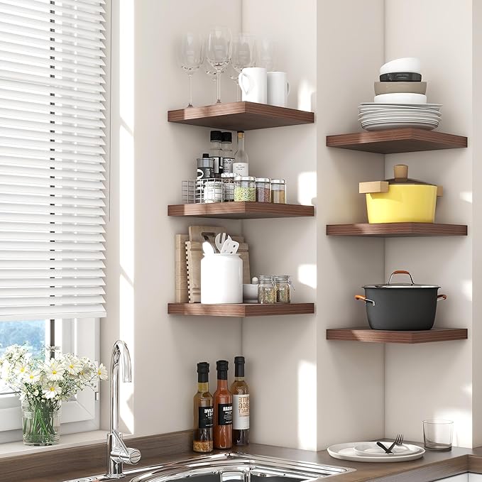 Square Floating Shelves for Wall 8"W x 8"D x 1.2"H, Small Engineered Wood Wall