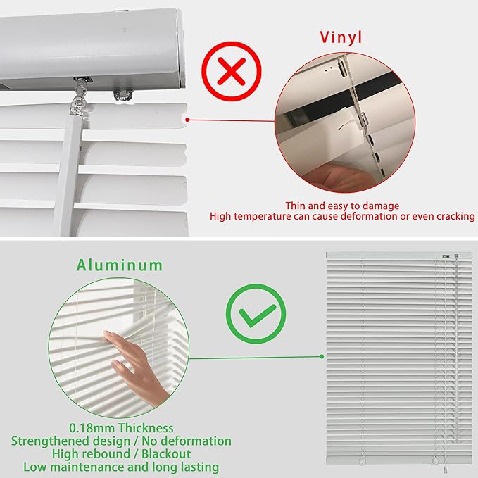 YIIBAII Mini Blinds Suitable for 24" W x 64" H Windows 1" Aluminum Horizontal