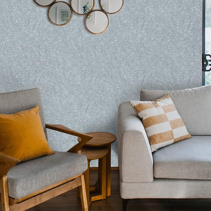 Cohoo Home Gray Peel and Stick Wallpaper Grey Silk Contact Paper