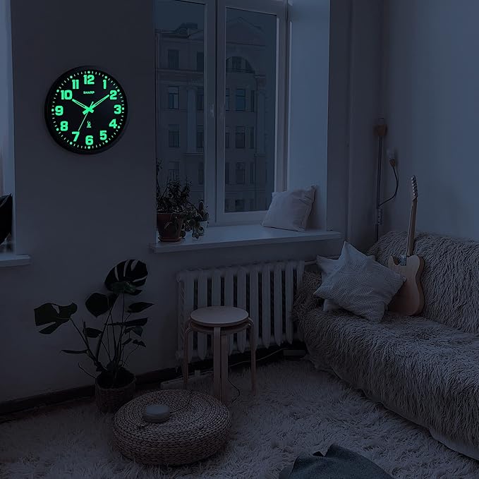 Sharp Glow in the Dark Atomic Analog Wall Clock
