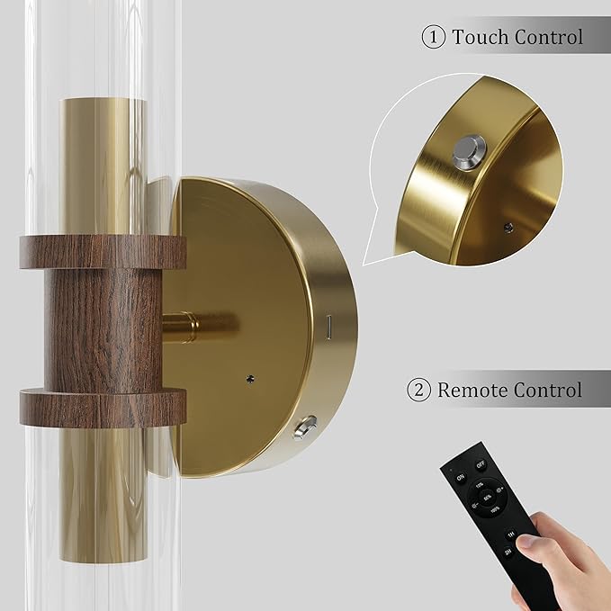Battery Operated Wall Sconce Set of 2, Modern Cordless Wall Lights