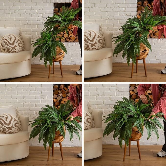 Nearly Natural 40in Hanging Artificial Boston Fern Plant Set of 2