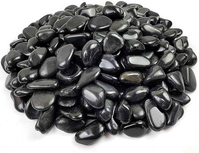 YISZM Black Pebbles for Indoor Plants, Natural Polished River Rocks, Small Decorative Stones for Planters Vase Fish Tank Aquariums Landscaping Garden, 5lbs