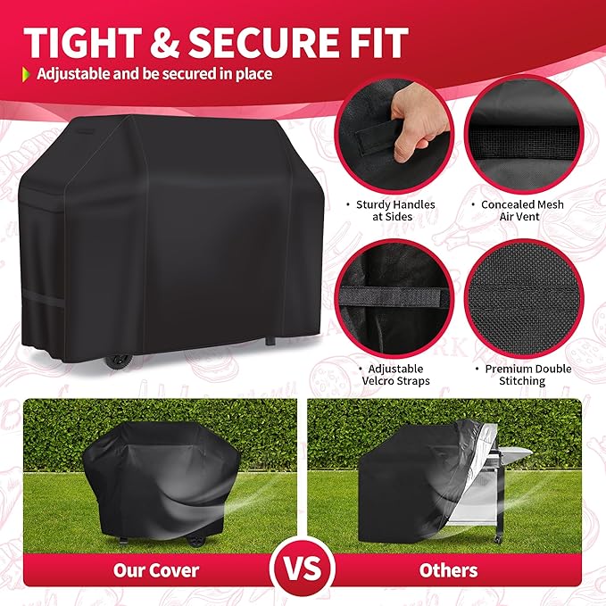 NEXCOVER 65 Inch Grill Cover - 600D Heavy Duty Waterproof and Weather Resistant BBQ Cover for Weber, Char Broil, Nexgrill - Fade Resistant, Black