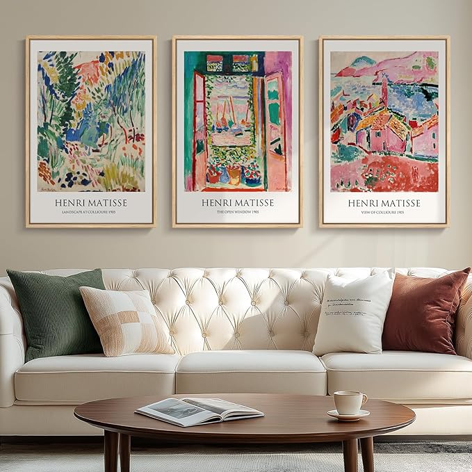 Framed Matisse Wall Art, 3 Piece Large Canvas Abstract Art Prints