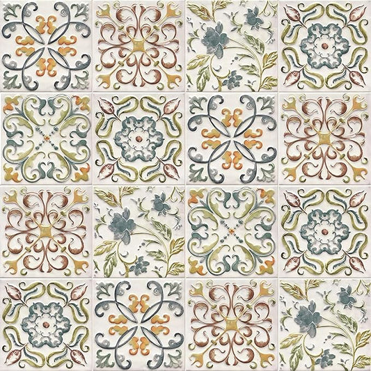 Wudnaye Bohemian Wallpaper Peel and Stick Faux Tile Contact Paper 17”×393” Tile