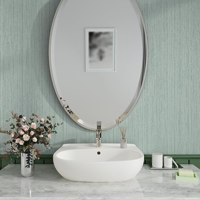CRE8TIVE Large Size Mint Green Grasscloth Peel and Stick Wallpaper Textured