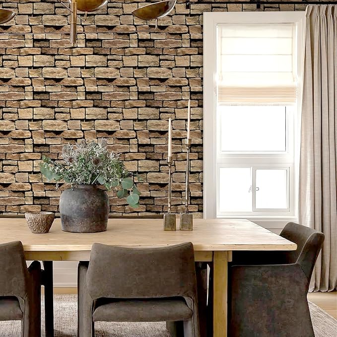 COMSTICKC Peel and Stick Faux Stone Wall Sticker Wall Panels, Not Real Stone