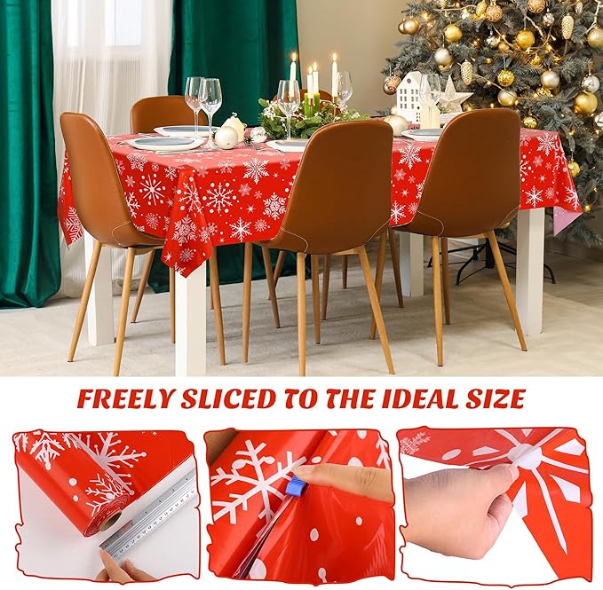 Kochorie 100 Ft x 54 Inch Snowflake Tablecloth Roll