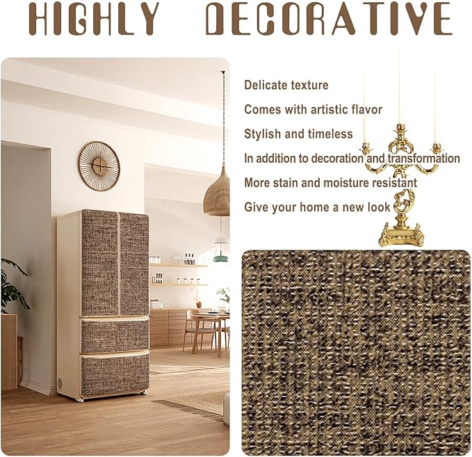 Amiya Grasscloth Brown Wallpaper Peel and Stick Faux Fabric Linen Contact Paper