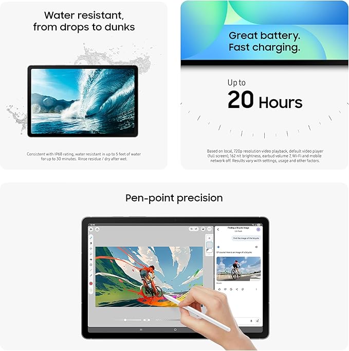 SAMSUNG Galaxy Tab S10 FE 256GB WiFi Android Tablet + Book Cover Keyboard Slim, Large Display, Long Battery Life, Powerful Processor, S Pen, US Version, 2025, 2 Yr Manufacturer Warranty, Gray