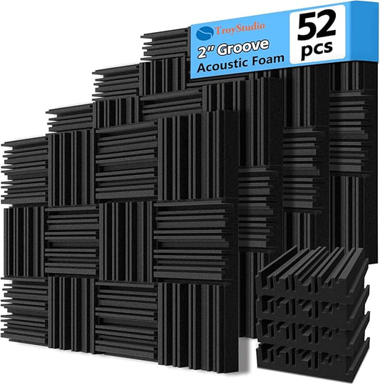 TroyStudio Thick Acoustic Foam Panels, Dense Soundproof Padding Tile, Recording