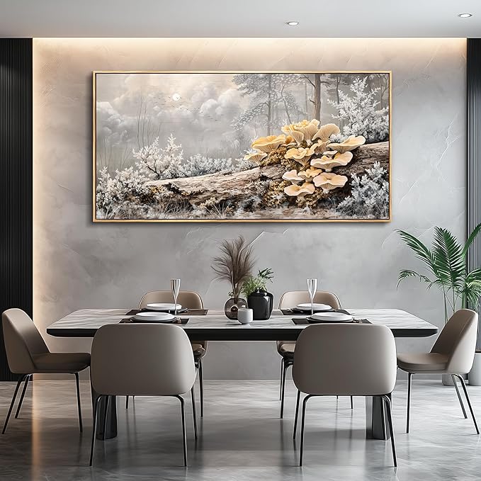QIYILEXWART Large Wall Decor For Living Room Canvas Wall Art For Office Modern Wall Decorations For Bedroom Moonlit Forest Mushroom Landscape Painting Farmhouse Pictures Artwork Home Decor 24x48