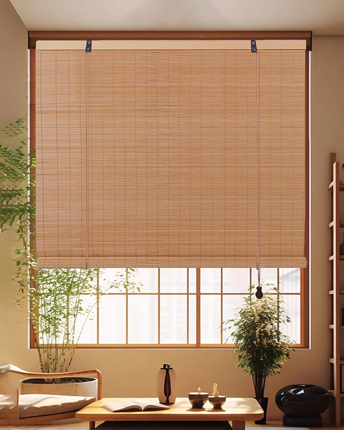 Foundgo Bamboo Shades 24" W x 64" H Light Filtering Bamboo Blinds
