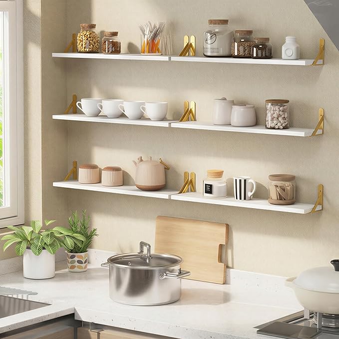YGEOMER White Floating Shelves for Wall, Farmhouse 23.6 Inch Wall Shelves for