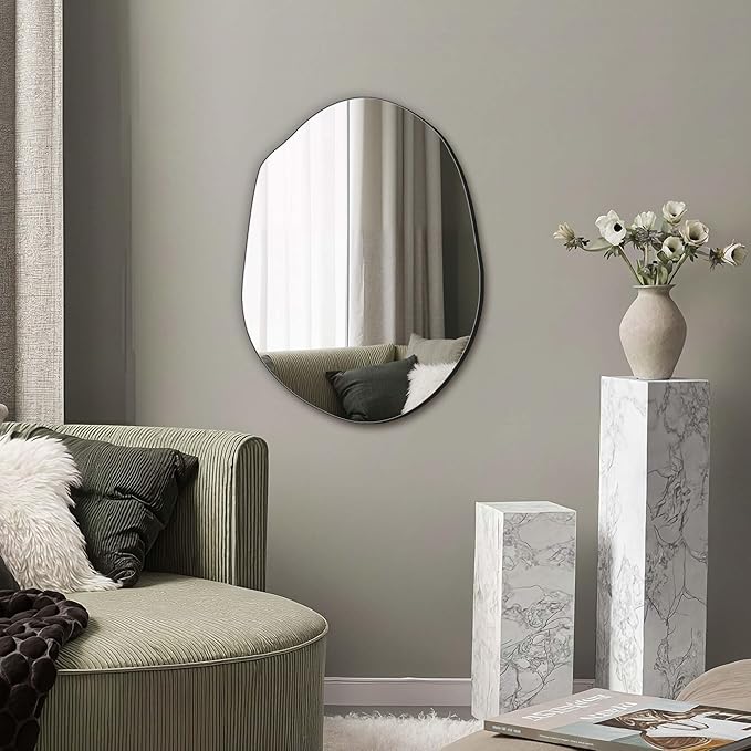 Delma Irregular Wall Mirror, Frameless Decorative Mirror