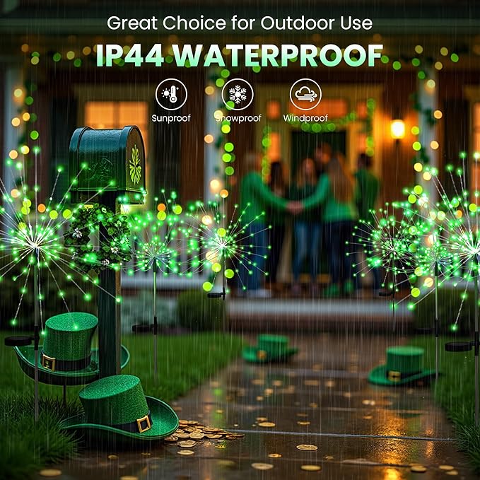 PEVOROS Garden Decor Solar Lights Outdoor,6 Pack 120LED Waterproof Colorful Solar Garden Lights Your Outdoor Decoration,Yard, Patio, Porch,Flower Pot,Pathway, for 4th of July(Green)