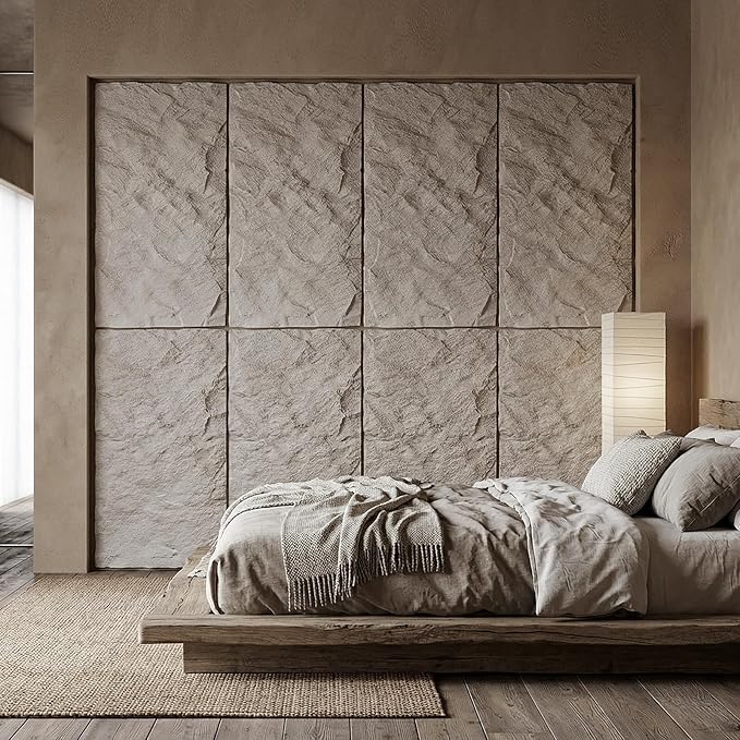VooBang 4 Pack 3D Wall Panels, Lava Rock Molten Texture PU Wall Panels