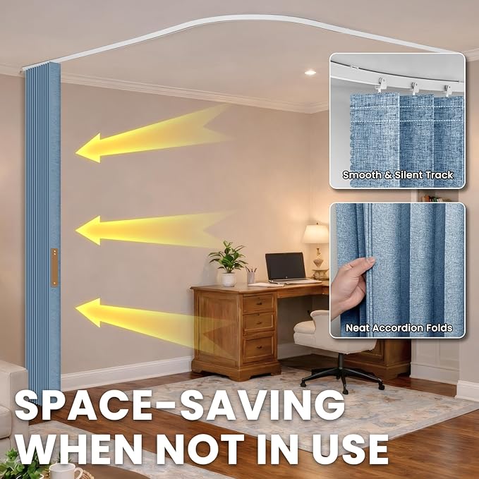 Room Divider Curtain Sets with Flexible Ceiling Track, Privacy Soundproof