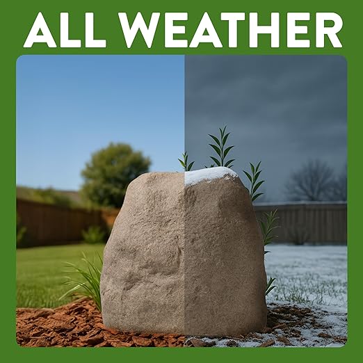 Small Fake Rock Cover 11” – Heavy Duty Fiberglass Landscape Rock for Sprinkler Valves & Utilities – Natural Sandstone
