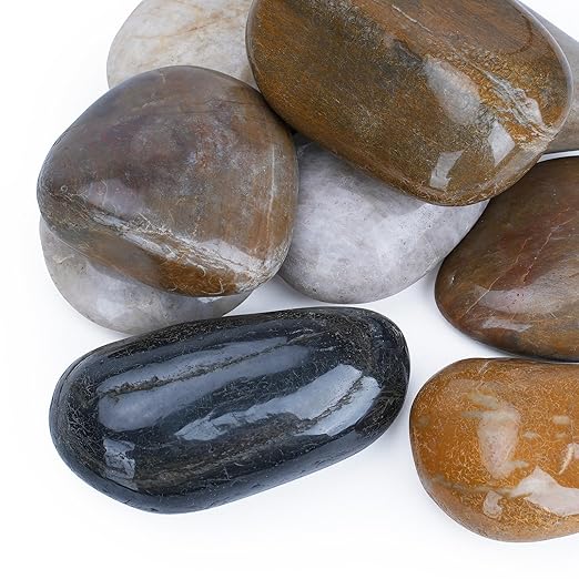 20lbs River Rocks, 2-3 Inch Plant Rocks for Pots Indoor, Decorative Garden Rocks Outdoor Landscaping, Polished Natural Stone for Walkways, Yard, Vases, Crafts